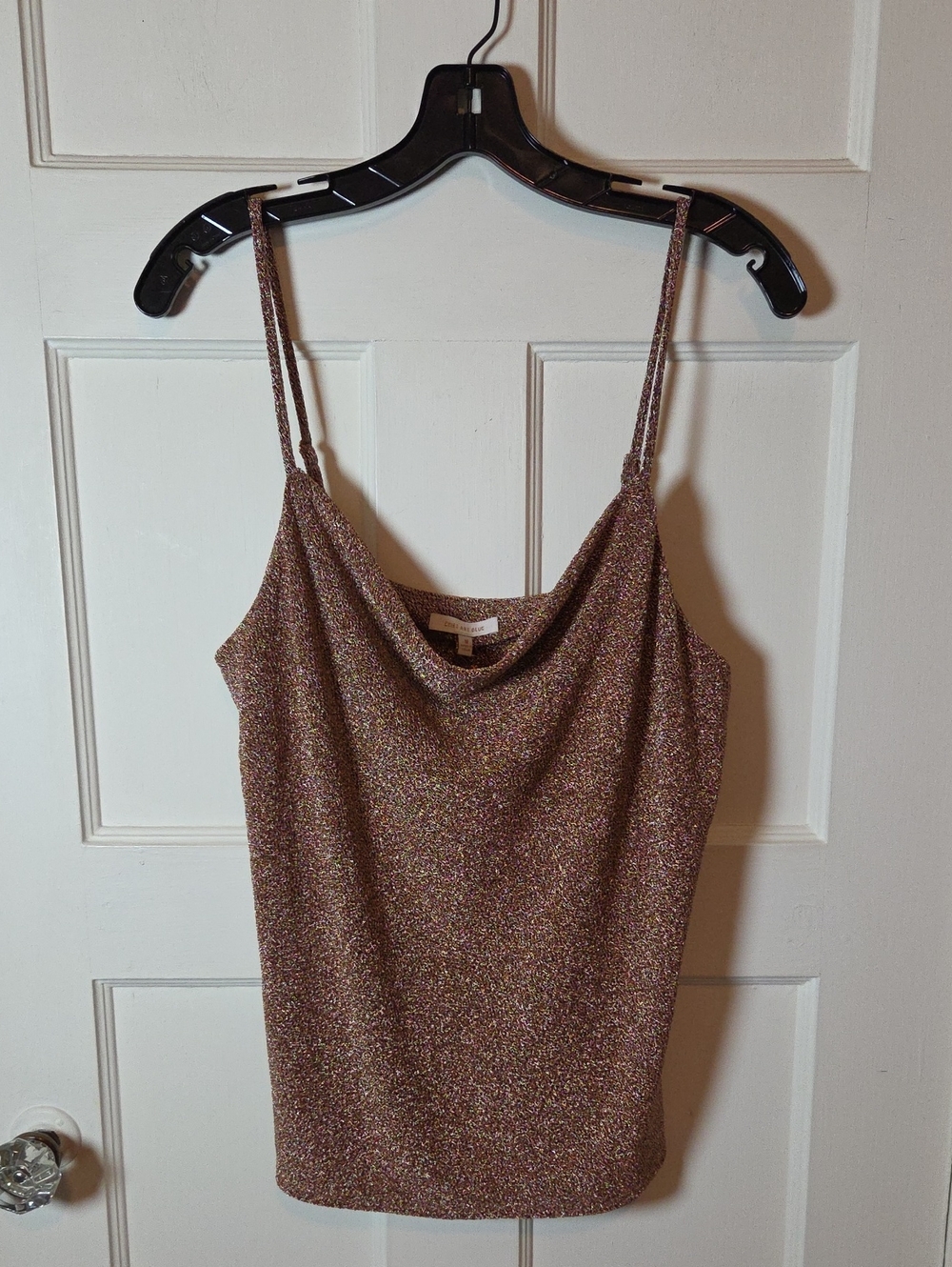 Skies Are Blue Metallic Cowl Neck Camisole In Copper Size Medium
